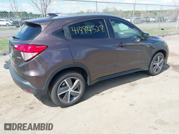2021 Honda HR-V EX with VIN 3CZRU6H55MM750120, listed as a IAAI auction lot 41984528 with 21,512 mi miles. Bid and sale history available at carsss.com. Image 4.