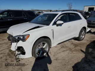 2021 Audi Q3 S line Premium with VIN WA1DECF33M1139197, listed as a Copart auction lot 46875075 with 37,543 mi miles and Salvage title. Bid and sale history available at DreamBid. Image 1.