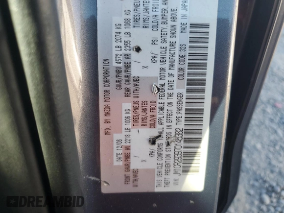 2007 Mazda 5 Sport with VIN JM1CR293970145382, listed as a Copart auction lot 74129474 with 125,891 mi miles and Clean Title. Bid and sale history available at DreamBid. Image 12.
