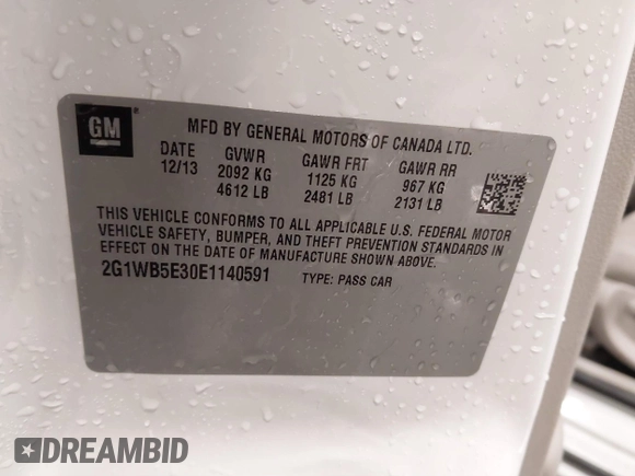 2014 Chevrolet Impala LT with VIN 2G1WB5E30E1140591, listed as a IAAI auction lot 41620447 with 186,226 mi miles and . Bid and sale history available at DreamBid. Image 9.