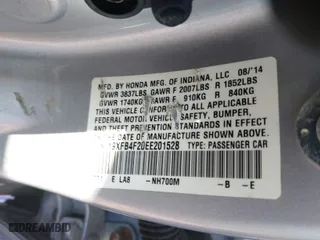 2014 Honda Civic Hybrid with VIN 19XFB4F20EE201528, listed as a IAAI auction lot 41501279 with 170,391 mi miles. Bid and sale history available at carsss.com. Image 9.