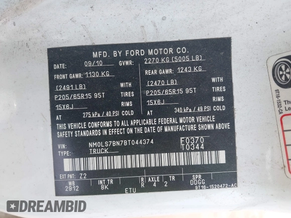 2011 Ford Transit Connect XLT с VIN NM0LS7BN7BT044374, выставлен на аукционе IAAI как лот 42364093 с пробегом 151 633 миль миль и . История ставок и продаж доступна на DreamBid. Изображение 9.