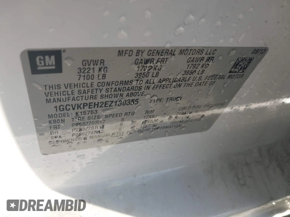 2014 Chevrolet Silverado 1500 Work Truck with VIN 1GCVKPEH2EZ130355, listed as a IAAI auction lot 41406816 with 229,195 mi miles and . Bid and sale history available at DreamBid. Image 9.
