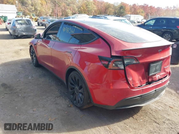2023 Tesla Model Y Performance with VIN 7SAYGDEF6PF870935, listed as a IAAI auction lot 40718563 with 15,286 mi miles and . Bid and sale history available at DreamBid. Image 3.