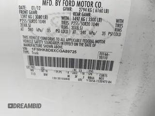 2012 Ford Explorer XLT with VIN 1FMHK8D8XCGA89725, listed as a IAAI auction lot 42632419 with 203,484 mi miles and . Bid and sale history available at DreamBid. Image 9.
