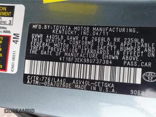 2011 Toyota Camry LE with VIN 4T1BF3EK9BU737384, listed as a IAAI auction lot 41374691 with 123,428 mi miles. Bid and sale history available at carsss.com. Image 9.