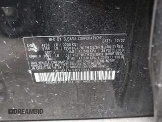 2023 Subaru Outback Onyx with VIN 4S4BTAJC8P3129347, listed as a IAAI auction lot 42741518 with 29,275 mi miles and . Bid and sale history available at DreamBid. Image 9.