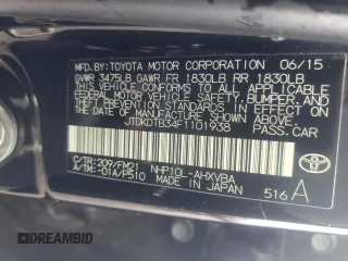 2015 Toyota Prius One with VIN JTDKDTB34F1101938, listed as a Copart auction lot 51295095 with 136,461 mi miles and Salvage Title. Bid and sale history available at carsss.com. Image 12.