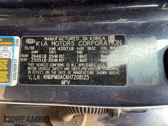 2017 Kia Sportage LX with VIN KNDPM3AC6H7208125, listed as a Copart auction lot 51288795 with 128,641 mi miles and Clean Title. Bid and sale history available at DreamBid. Image 10.