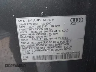 2014 Audi Q7 3.0L TDI Prestige with VIN WA1WMAFE0ED018516, listed as a IAAI auction lot 41749208 with 129,498 mi miles. Bid and sale history available at carsss.com. Image 9.
