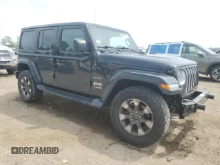 2018 Jeep Wrangler Unlimited Sahara with VIN 1C4HJXEG0JW141101, listed as a Copart auction lot 56573195 with 143,854 mi miles and Salvage title. Bid and sale history available at DreamBid. Image 4.