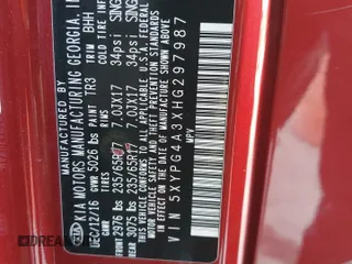 2017 Kia Sorento LX with VIN 5XYPG4A3XHG297987, listed as a Copart auction lot 50171545 with 108,048 mi miles and Salvage Title. Bid and sale history available at carsss.com. Image 12.