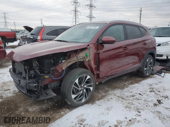 2020 Hyundai Tucson Sport with VIN KM8J3CAL2LU152697, listed as a Copart auction lot 88372495 with 52,327 mi miles and Salvage title. Bid and sale history available at DreamBid. Image 1.