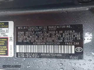 2008 Toyota Camry Hybrid with VIN 4T1BB46K18U053339, listed as a IAAI auction lot 41954597 with 219,509 mi miles. Bid and sale history available at carsss.com. Image 9.
