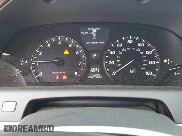 2012 Lexus LS 460 with VIN JTHBL5EFXC5108951, listed as a Copart auction lot 57759625 with 106,835 mi miles and Salvage title. Bid and sale history available at DreamBid. Image 9.