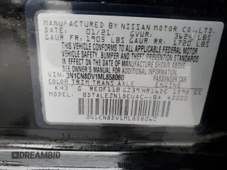 2021 Nissan Versa S with VIN 3N1CN8DV1ML858060, listed as a Copart auction lot 55814265 with 112,641 mi miles and Salvage title. Bid and sale history available at DreamBid. Image 13.
