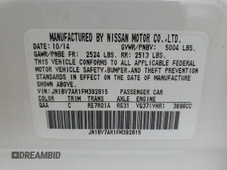 2015 Infiniti Q50 Premium with VIN JN1BV7AR1FM392815, listed as a Copart auction lot 58065645 with 89,233 mi miles and Salvage title. Bid and sale history available at DreamBid. Image 12.