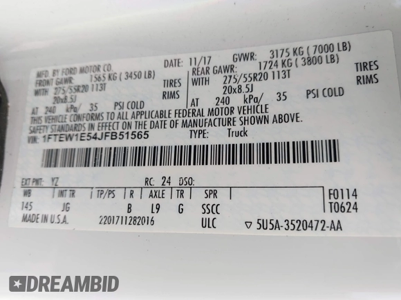 2018 Ford F-150 XL with VIN 1FTEW1E54JFB51565, listed as a IAAI auction lot 41942276 with 131,864 mi miles. Bid and sale history available at carsss.com. Image 9.