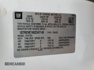 2013 GMC Sierra 1500 SLE with VIN 1GTR2VE74DZ347143, listed as a Copart auction lot 51798955 with 143,796 mi miles and Salvage Title. Bid and sale history available at DreamBid. Image 13.