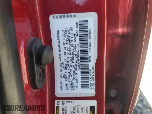 2006 Toyota Corolla CE with VIN 1NXBR32E66Z645192, listed as a Copart auction lot 55781905 with 237,897 mi miles and Clean Title. Bid and sale history available at DreamBid. Image 12.