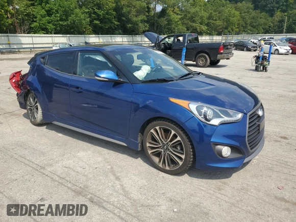 2016 Hyundai Veloster Turbo with VIN KMHTC6AE3GU278777, listed as a Copart auction lot 64387313 with 95,982 mi miles and Salvage Title. Bid and sale history available at carsss.com. Image 4.