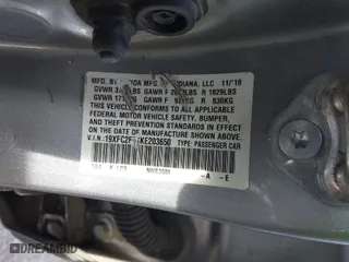 2019 Honda Civic Sedan LX with VIN 19XFC2F67KE203650, listed as a IAAI auction lot 41372503 with 128,034 mi miles. Bid and sale history available at carsss.com. Image 9.