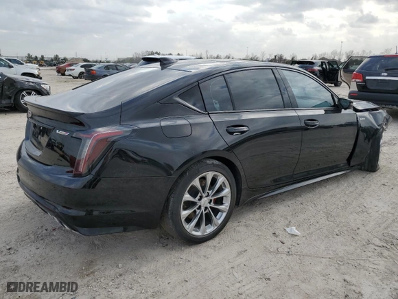 2023 Cadillac CT5-V with VIN 1G6DR5RWXP0112975, listed as a Copart auction lot 45753585 with NaN miles and Salvage Title. Bid and sale history available at carsss.com. Image 3.