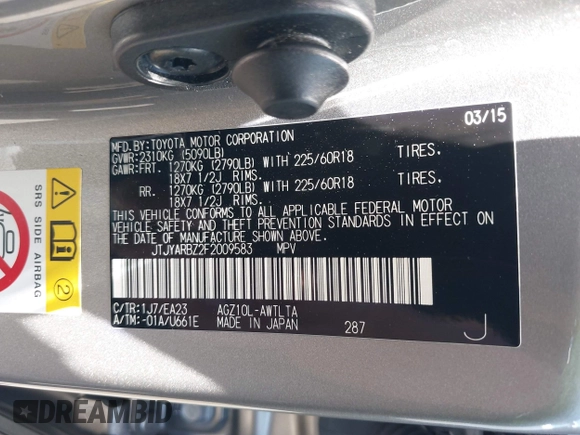 2015 Lexus NX 200t с VIN JTJYARBZ2F2009583, выставлен на аукционе IAAI как лот 42671774 с пробегом 106 423 миль миль и . История ставок и продаж доступна на DreamBid. Изображение 9.