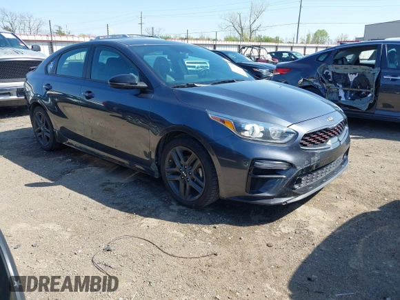 2021 Kia Forte GT-Line with VIN 3KPF34AD9ME283084, listed as a IAAI auction lot 41973475 with 42,764 mi miles. Bid and sale history available at carsss.com. Image 1.