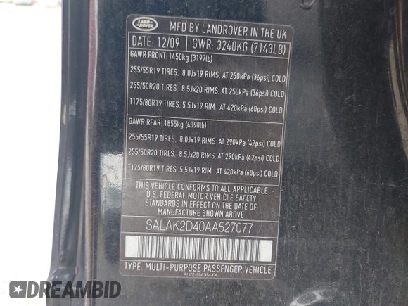 2010 Land Rover LR4 Lux z VIN SALAK2D40AA527077, wystawiony jako IAAI lot #42442435 z przebiegiem 185 194 mil mil oraz . Historia ofert i sprzedaży dostępna na DreamBid. Obrazek 9.