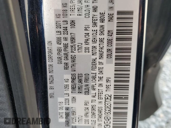 2016 Mazda CX-5 Sport z VIN JM3KE4BY8G0837052, wystawiony jako Copart lot #54700235 z przebiegiem 124 172 mil mil oraz Szkoda całkowita • Salvage title. Historia ofert i sprzedaży dostępna na DreamBid. Obrazek 12.