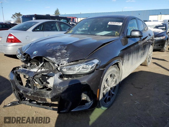 2022 BMW X4 xDrive30i with VIN 5UX33DT02N9M34154, listed as a Copart auction lot 39269123 with 383 mi miles. Bid and sale history available at carsss.com. Image 1.