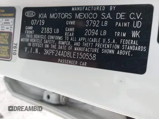 2020 Kia Forte LXS with VIN 3KPF24AD8LE150558, listed as a IAAI auction lot 41389156 with 141,682 mi miles. Bid and sale history available at carsss.com. Image 9.