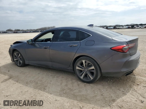 2021 Acura TLX w/Advance Package with VIN 19UUB5F6XMA009617, listed as a Copart auction lot 45727685 with 38,364 mi miles and Salvage Title. Bid and sale history available at carsss.com. Image 2.