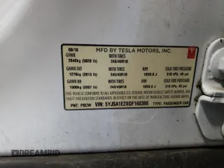 2016 Tesla Model S 90D with VIN 5YJSA1E2XGF160386, listed as a Copart auction lot 49360245 with 153,105 mi miles and Salvage Title. Bid and sale history available at DreamBid. Image 12.