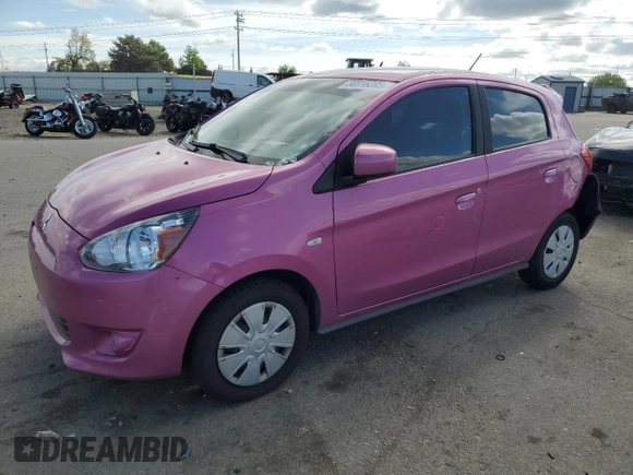 2015 Mitsubishi Mirage DE with VIN ML32A3HJ5FH044657, listed as a Copart auction lot 56916395 with 48,321 mi miles and Salvage title. Bid and sale history available at DreamBid. Image 1.