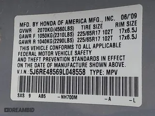 2009 Honda CR-V EX with VIN 5J6RE48569L048558, listed as a IAAI auction lot 41865112 with 101,868 mi miles. Bid and sale history available at carsss.com. Image 9.