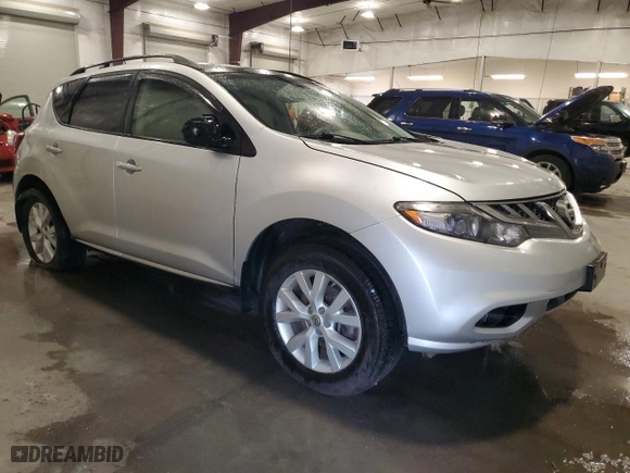 2013 Nissan Murano SL with VIN JN8AZ1MW8DW301766, listed as a Copart auction lot 51008275 with 105,660 mi miles and Salvage Title. Bid and sale history available at carsss.com. Image 4.