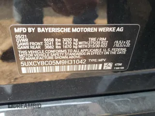 2021 BMW X6 M50i with VIN 5UXCY8C05M9H31042, listed as a Copart auction lot 64614714 with 0 mi miles and Salvage Title. Bid and sale history available at carsss.com. Image 12.