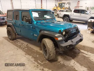 2019 Jeep Wrangler Unlimited Sport Altitude with VIN 1C4HJXDG0KW617379, listed as a IAAI auction lot 42005517 with 91,296 mi miles and . Bid and sale history available at DreamBid. Image 1.