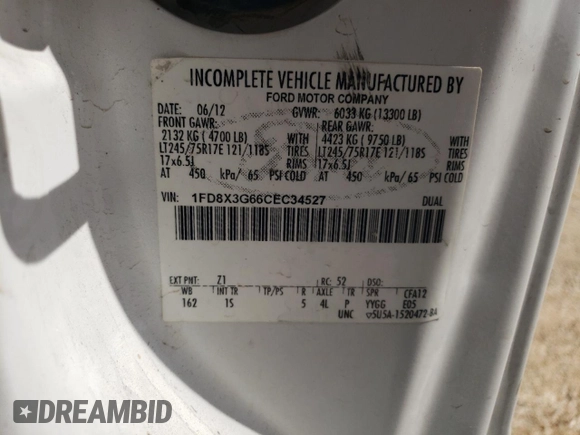 2012 Ford F-350 z VIN 1FD8X3G66CEC34527, wystawiony jako Copart lot #65812884 z przebiegiem 279 271 mil mil oraz Szkoda całkowita • Salvage title. Historia ofert i sprzedaży dostępna na DreamBid. Obrazek 12.