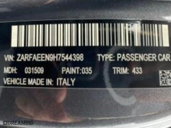 2017 Alfa Romeo Giulia Ti with VIN ZARFAEEN9H7544398, listed as a Copart auction lot 41996075 with 13,197 mi miles and Clean Title. Bid and sale history available at carsss.com. Image 10.