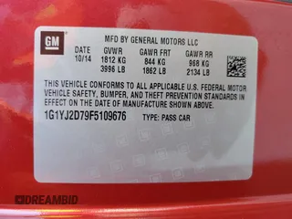 2015 Chevrolet Corvette Z51 2LT z VIN 1G1YJ2D79F5109676, wystawiony jako Copart lot #75952144 z przebiegiem Nie podano mil oraz Szkoda całkowita • Salvage title. Historia ofert i sprzedaży dostępna na DreamBid. Obrazek 13.