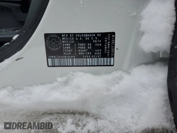 2014 Volkswagen Jetta with VIN 3VWWL7AJ6EM290800, listed as a Copart auction lot 45390115 with 149,447 mi miles and Salvage title. Bid and sale history available at DreamBid. Image 13.