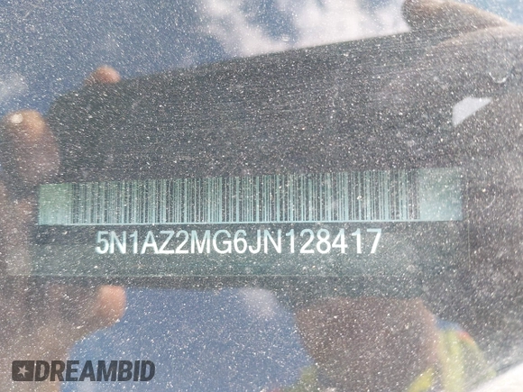 2018 Nissan Murano S z VIN 5N1AZ2MG6JN128417, wystawiony jako IAAI lot #42253823 z przebiegiem 128 946 mil mil oraz . Historia ofert i sprzedaży dostępna na DreamBid. Obrazek 18.
