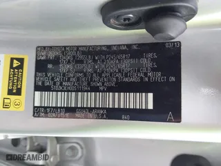2013 Toyota Highlander with VIN 5TDZK3EH0DS111944, listed as a IAAI auction lot 41399844 with 54,696 mi miles. Bid and sale history available at carsss.com. Image 9.