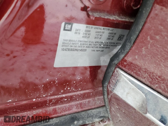 2017 Buick LaCrosse Premium with VIN 1G4ZS5SS2HU145229, listed as a Copart auction lot 45883705 with 146,008 mi miles and Salvage Title. Bid and sale history available at carsss.com. Image 12.