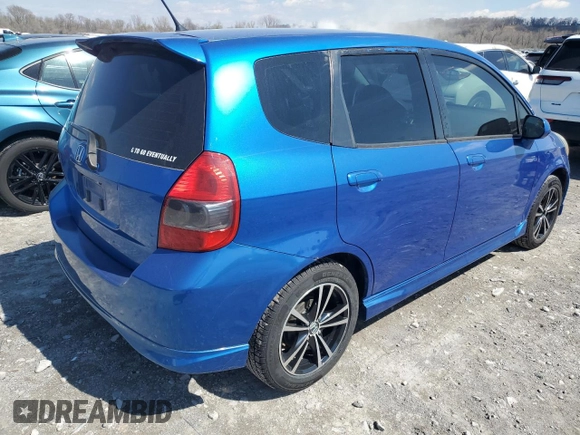 2007 Honda Fit Sport with VIN JHMGD37687S048728, listed as a Copart auction lot 50455905 with 118,340 mi miles and Salvage Title. Bid and sale history available at carsss.com. Image 3.