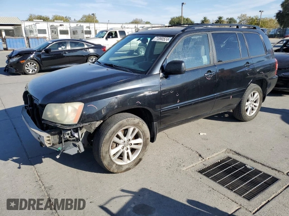 2006 Toyota Highlander Hybrid with VIN JTEEW21A060007395, listed as a Copart auction lot 71890524 with 236,086 mi miles and Salvage Title. Bid and sale history available at carsss.com. Image 1.