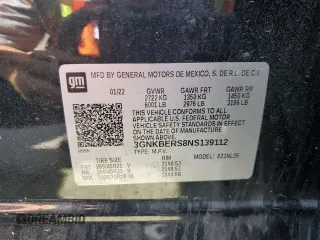 2022 Chevrolet Blazer RS с VIN 3GNKBERS8NS139112, выставлен на аукционе Copart как лот 54140915 с пробегом 12 995 миль миль и Списание • Salvage title. История ставок и продаж доступна на DreamBid. Изображение 13.